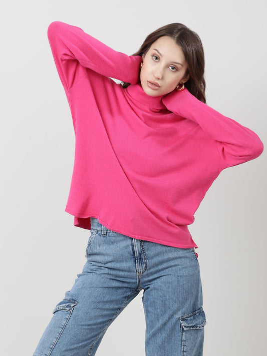 Women Slim Fit Pink Sleeveless Knitted Top