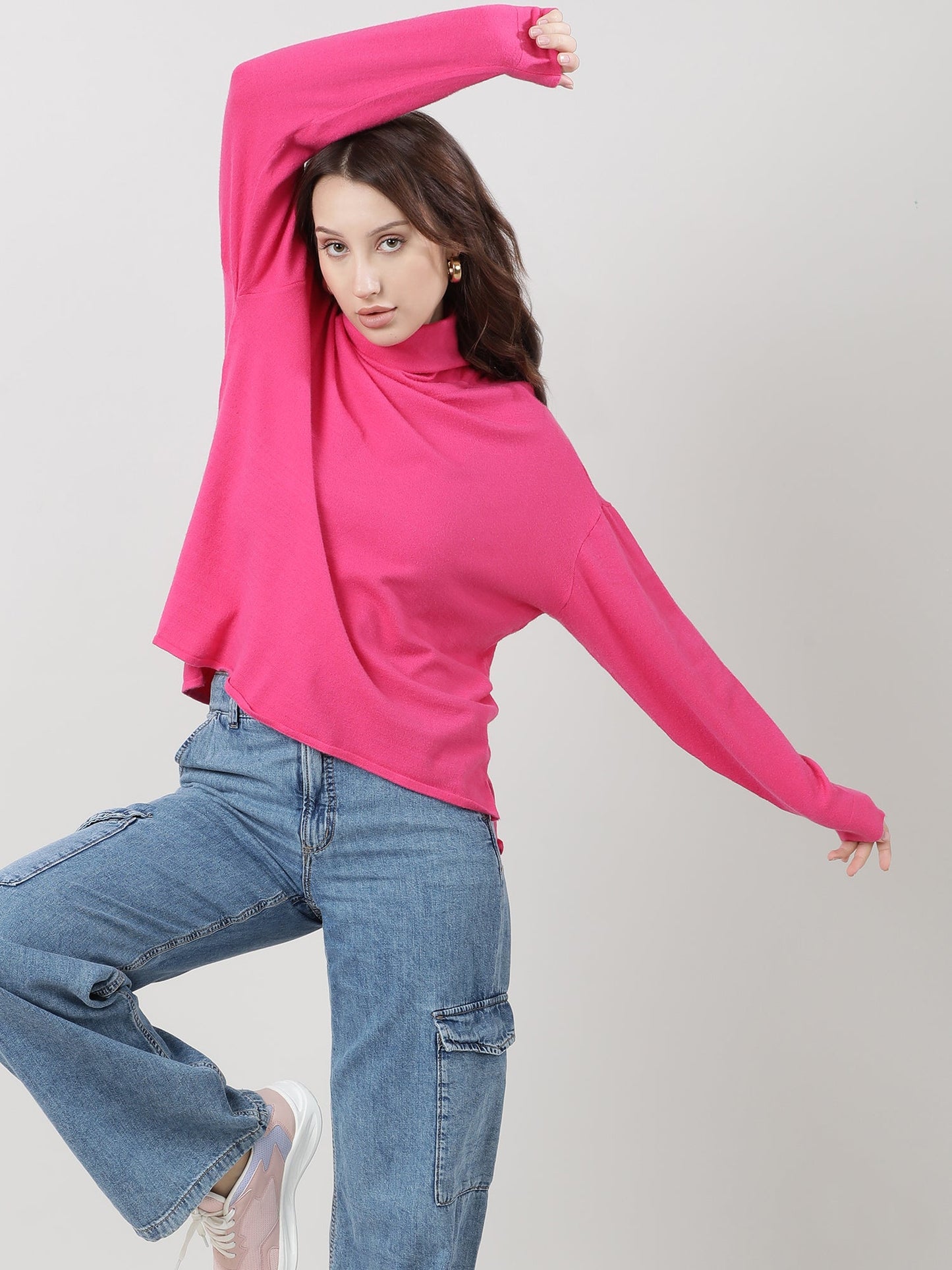 Women Slim Fit Pink Sleeveless Knitted Top