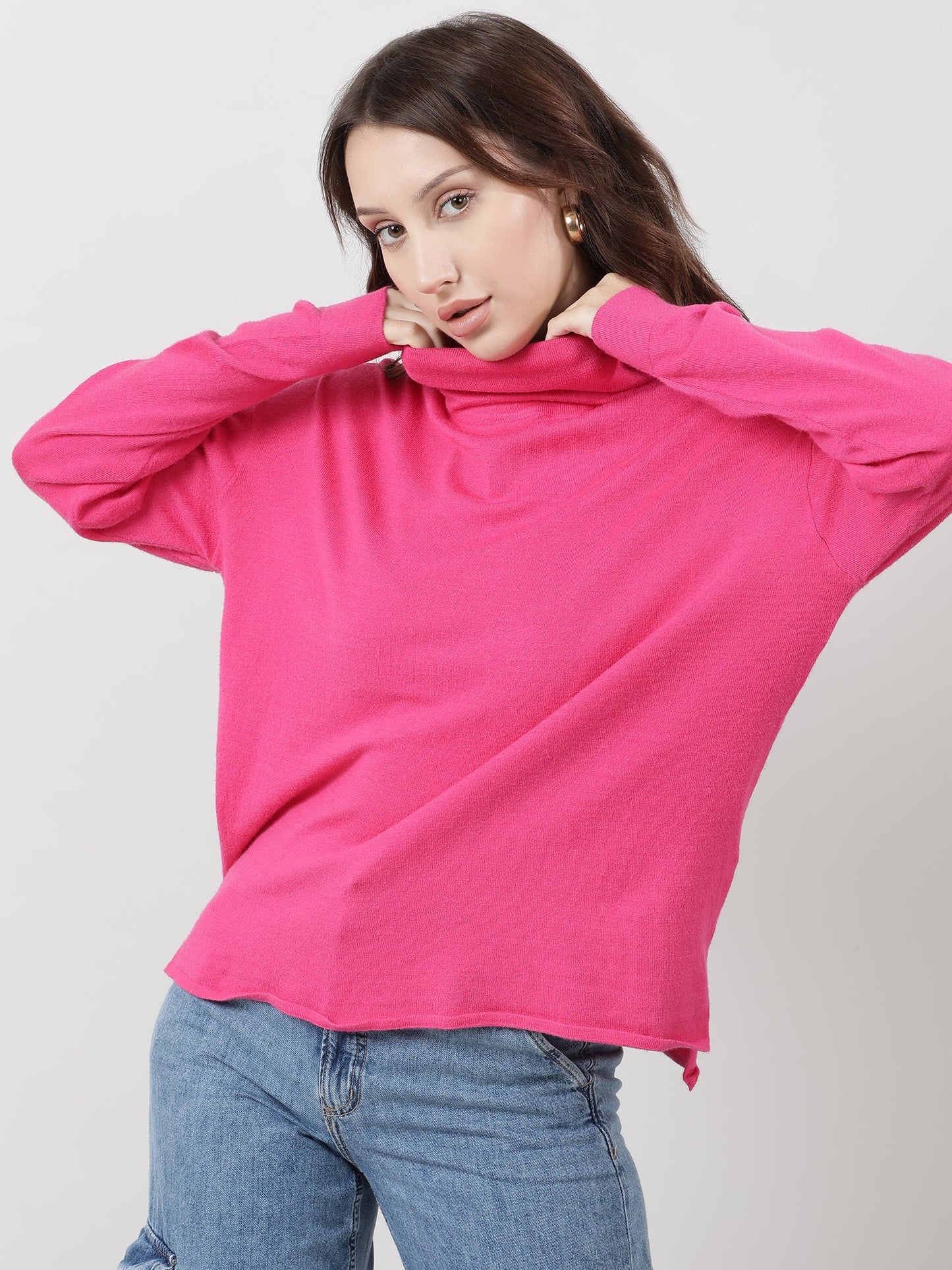 Women Slim Fit Pink Sleeveless Knitted Top