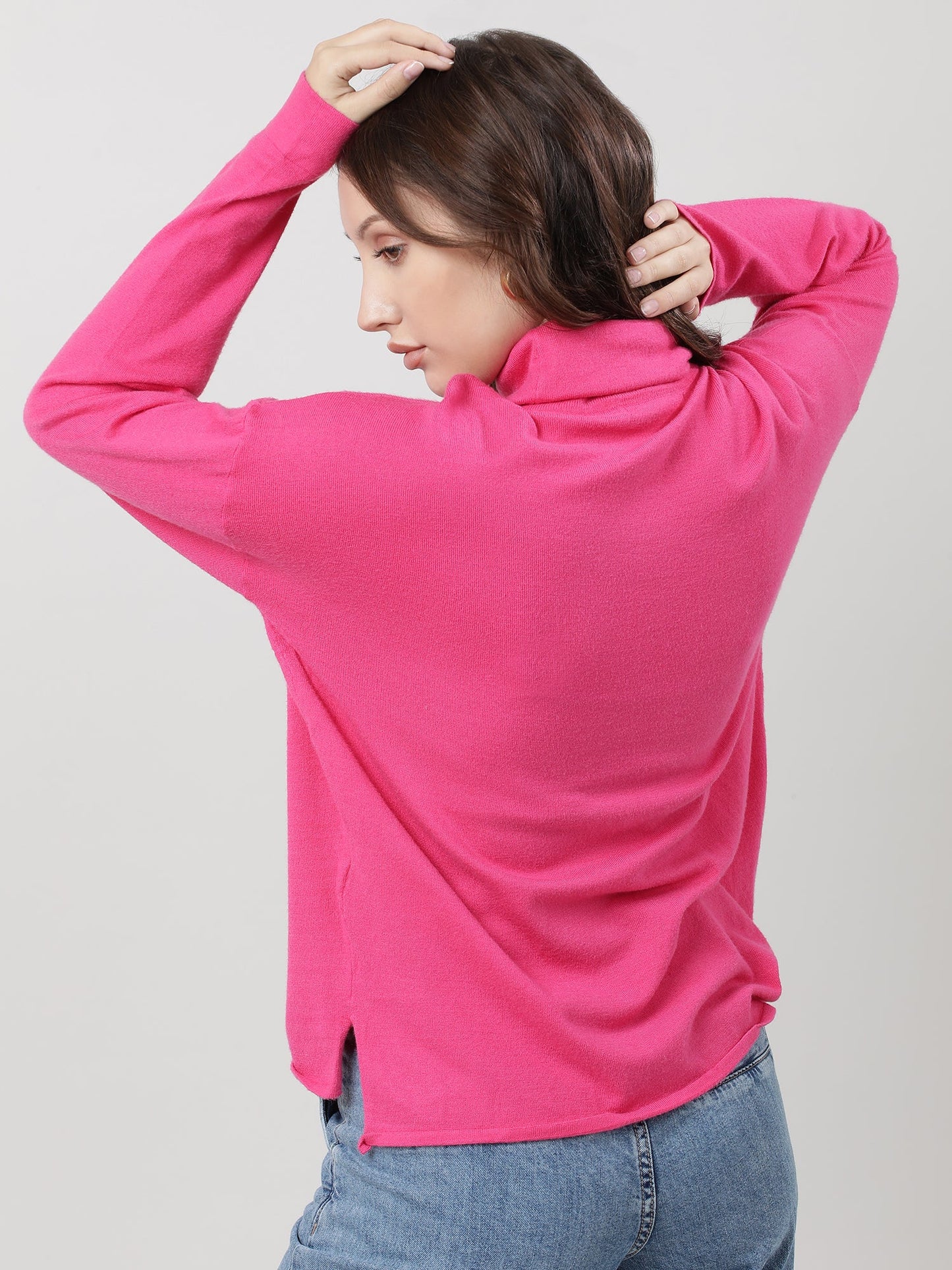 Women Slim Fit Pink Sleeveless Knitted Top