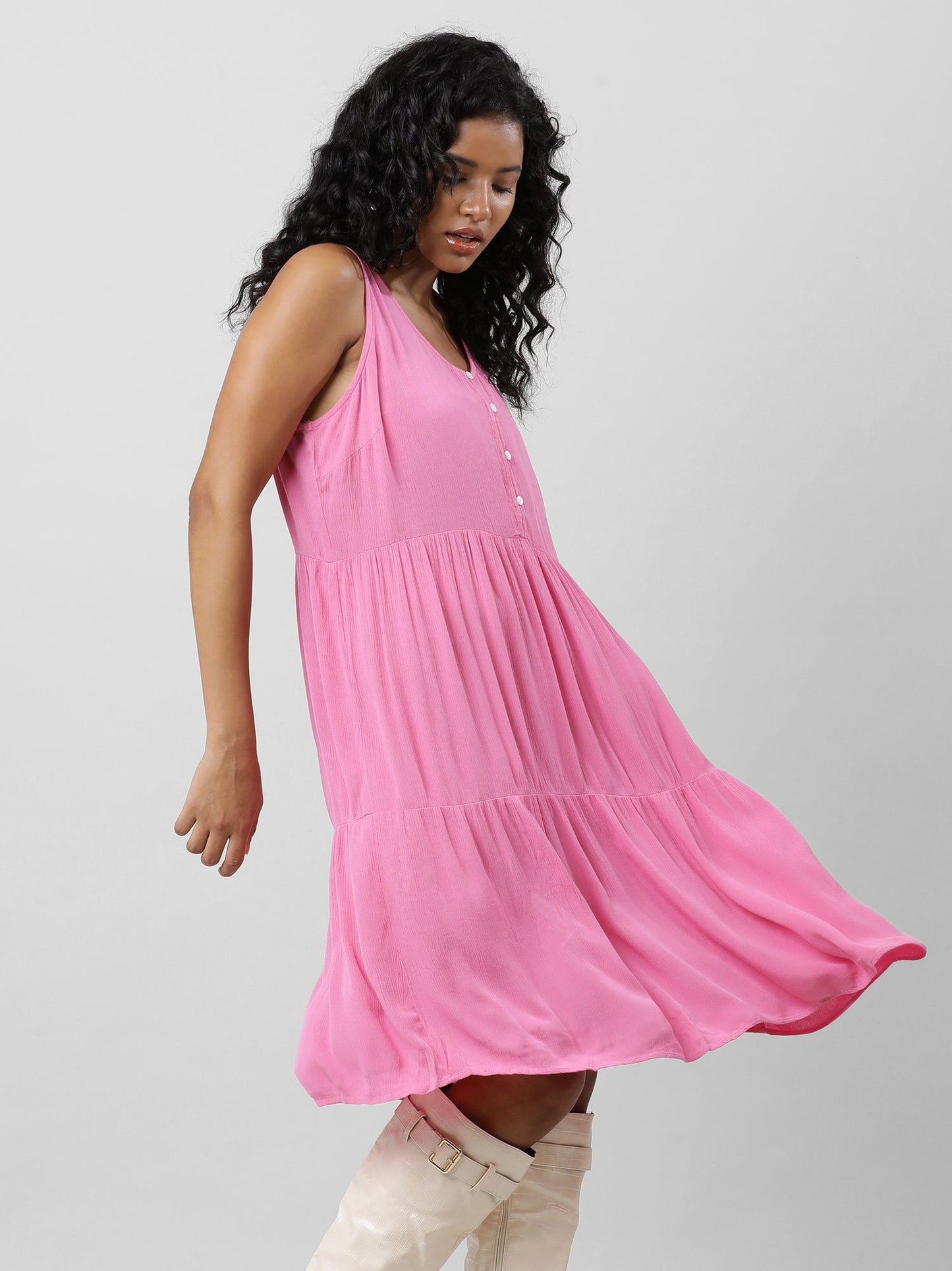 Pretty In Pink Sleeveless Midi Dress