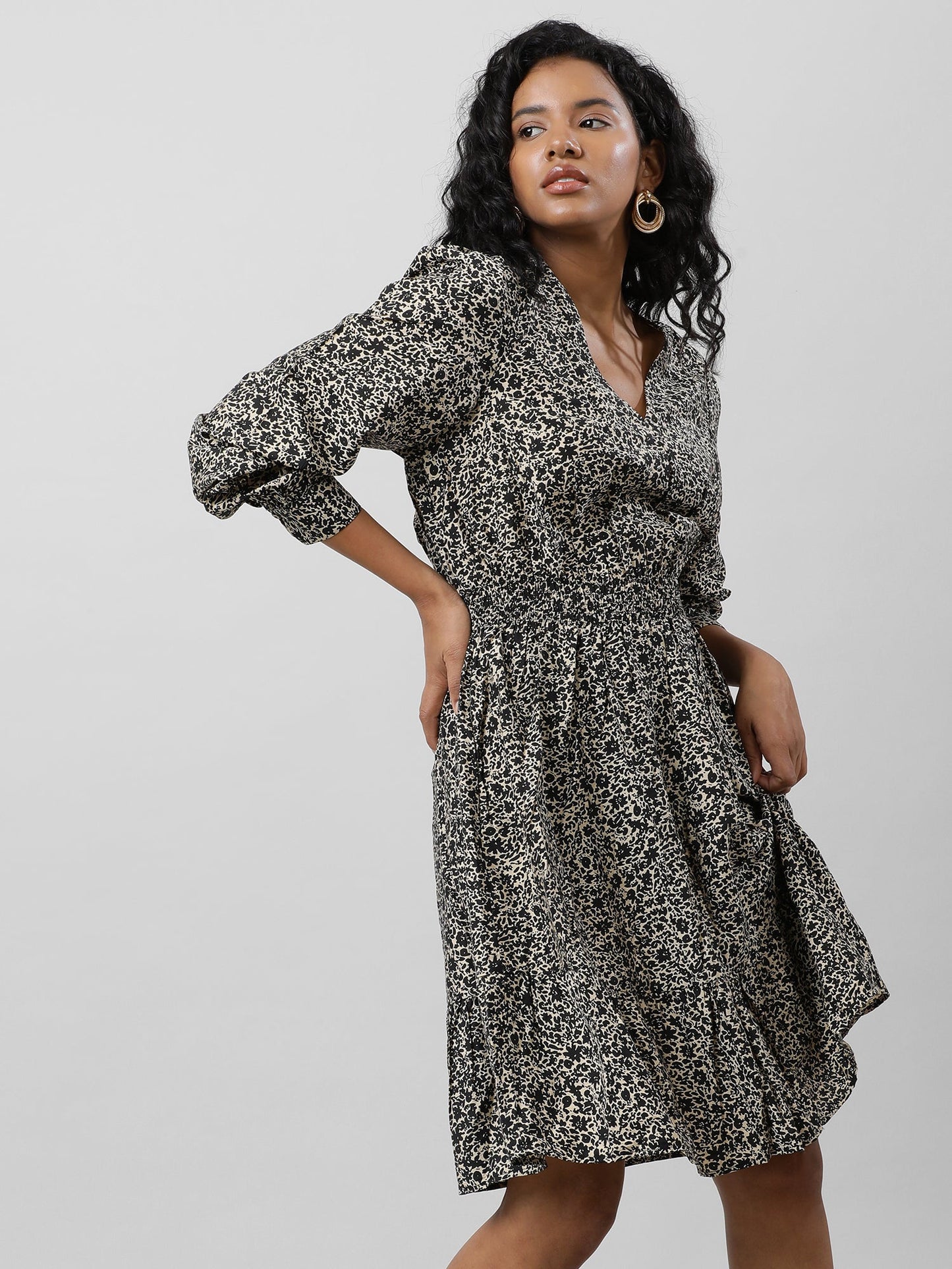 Women Casual Brown Printed Dress