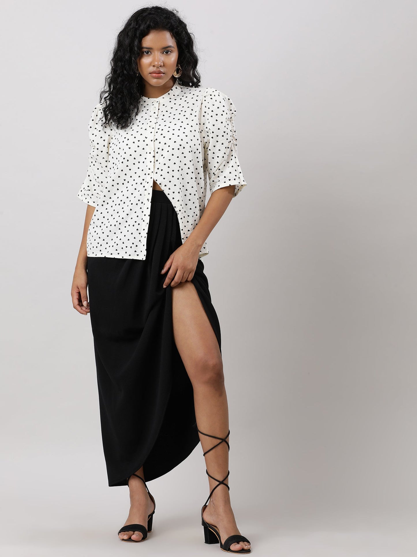 Casual Polka Dot Cream Shirt
