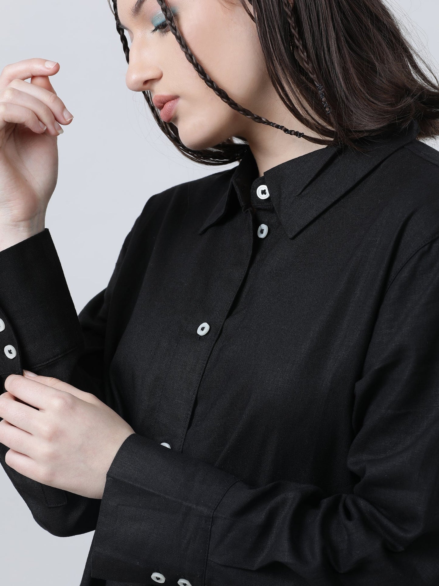 Women Black Oversized Shirt Dress