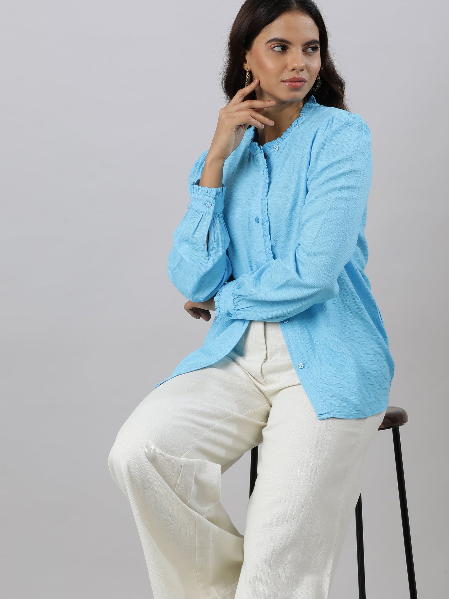 Ruffles Flare Blue Sleeve Top