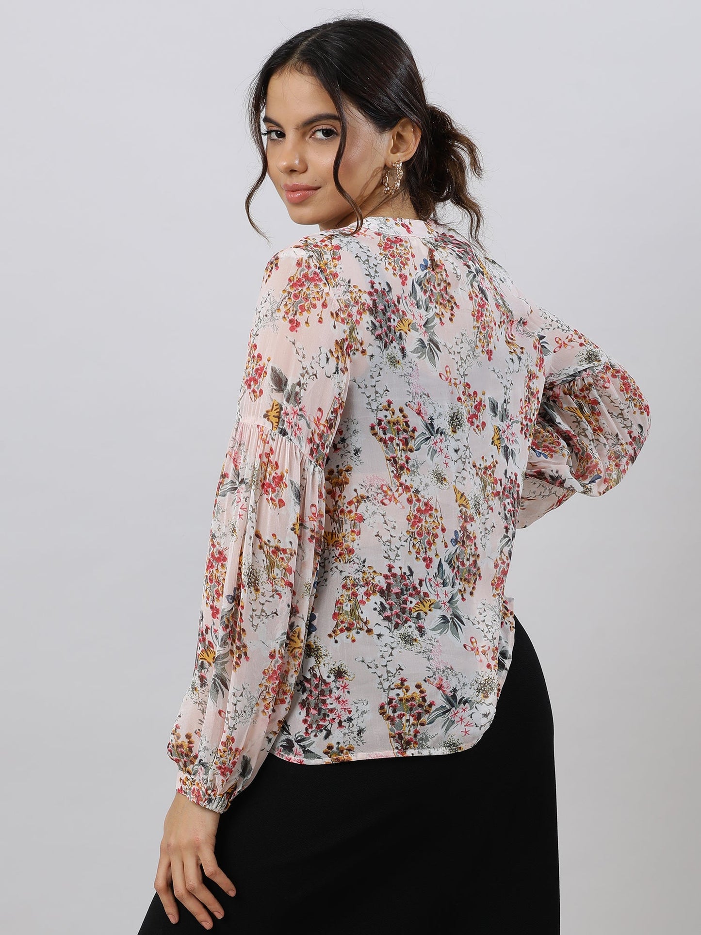 Stylish Drop Shoulder Floral Print Top