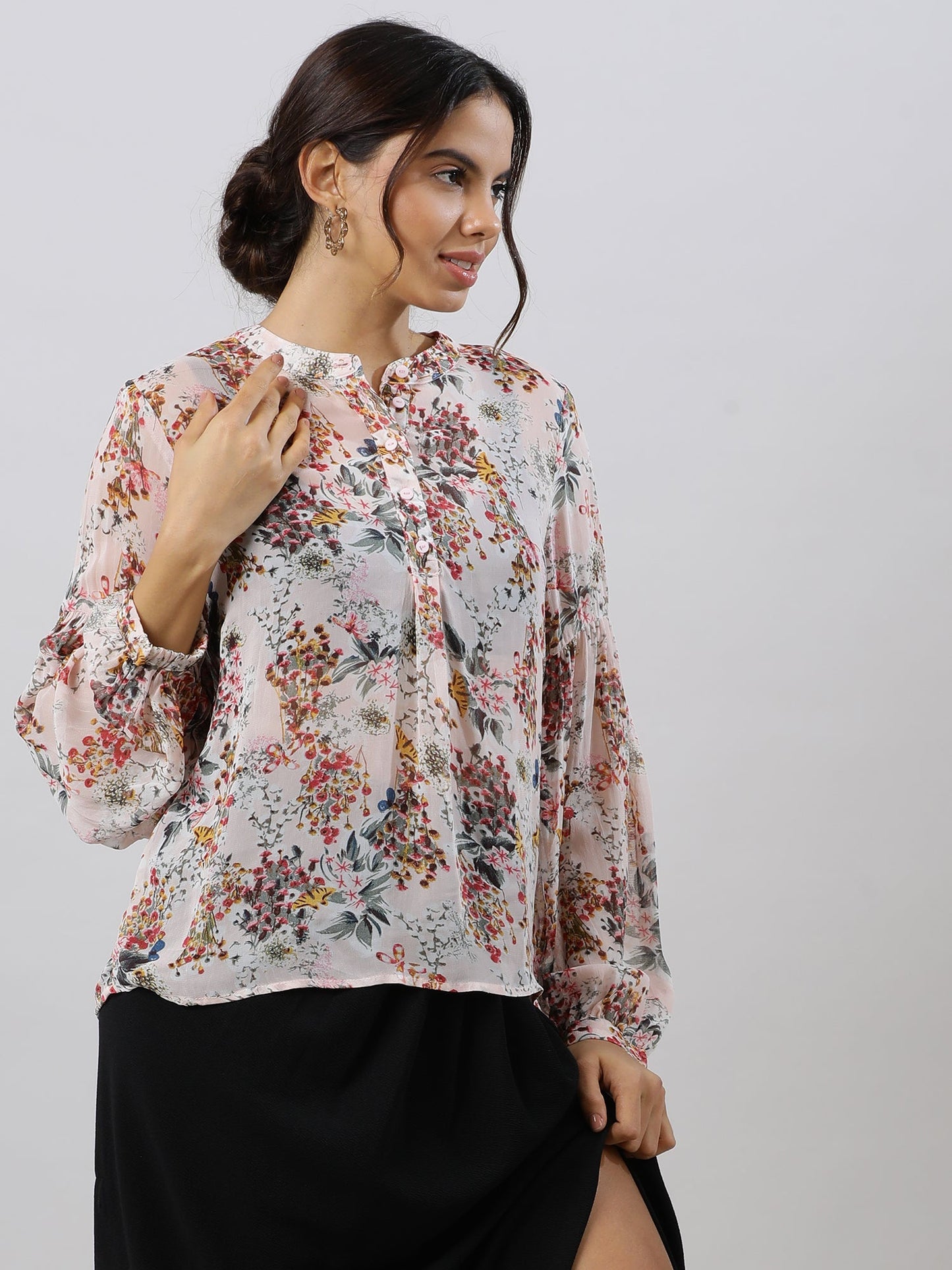 Stylish Drop Shoulder Floral Print Top