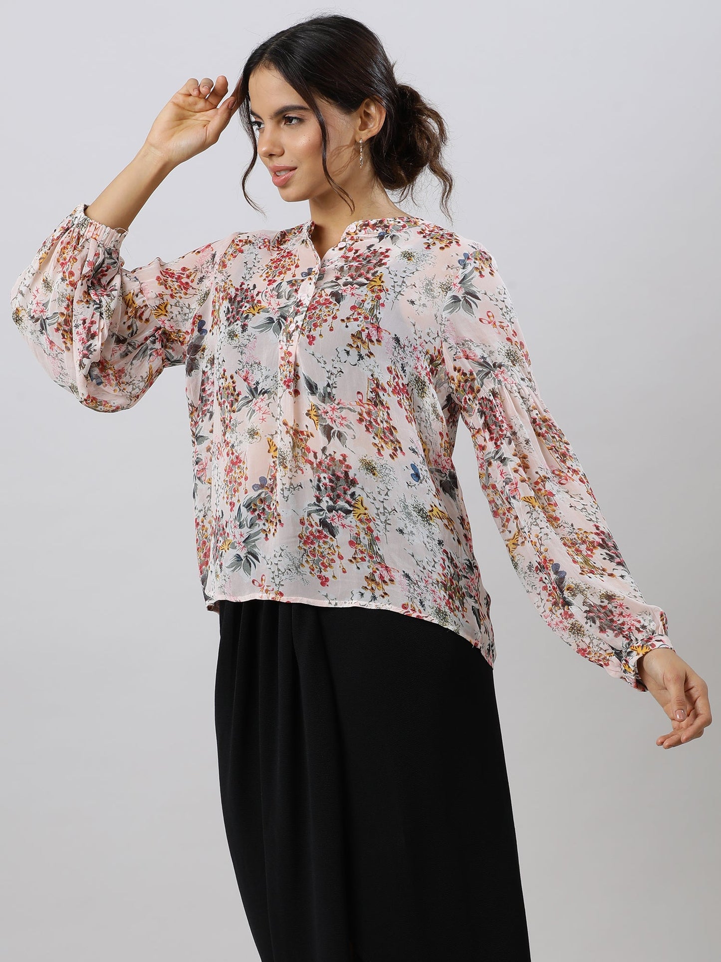 Stylish Drop Shoulder Floral Print Top