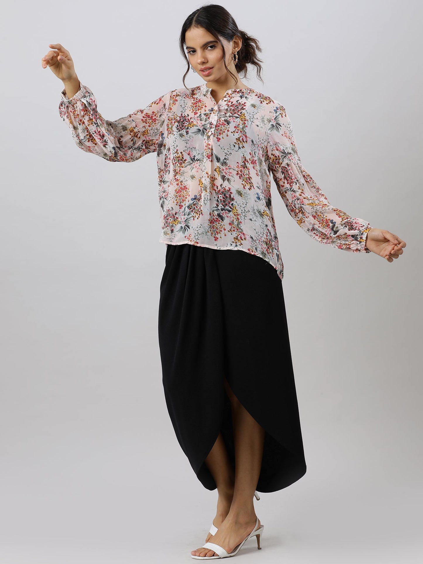 Stylish Drop Shoulder Floral Print Top