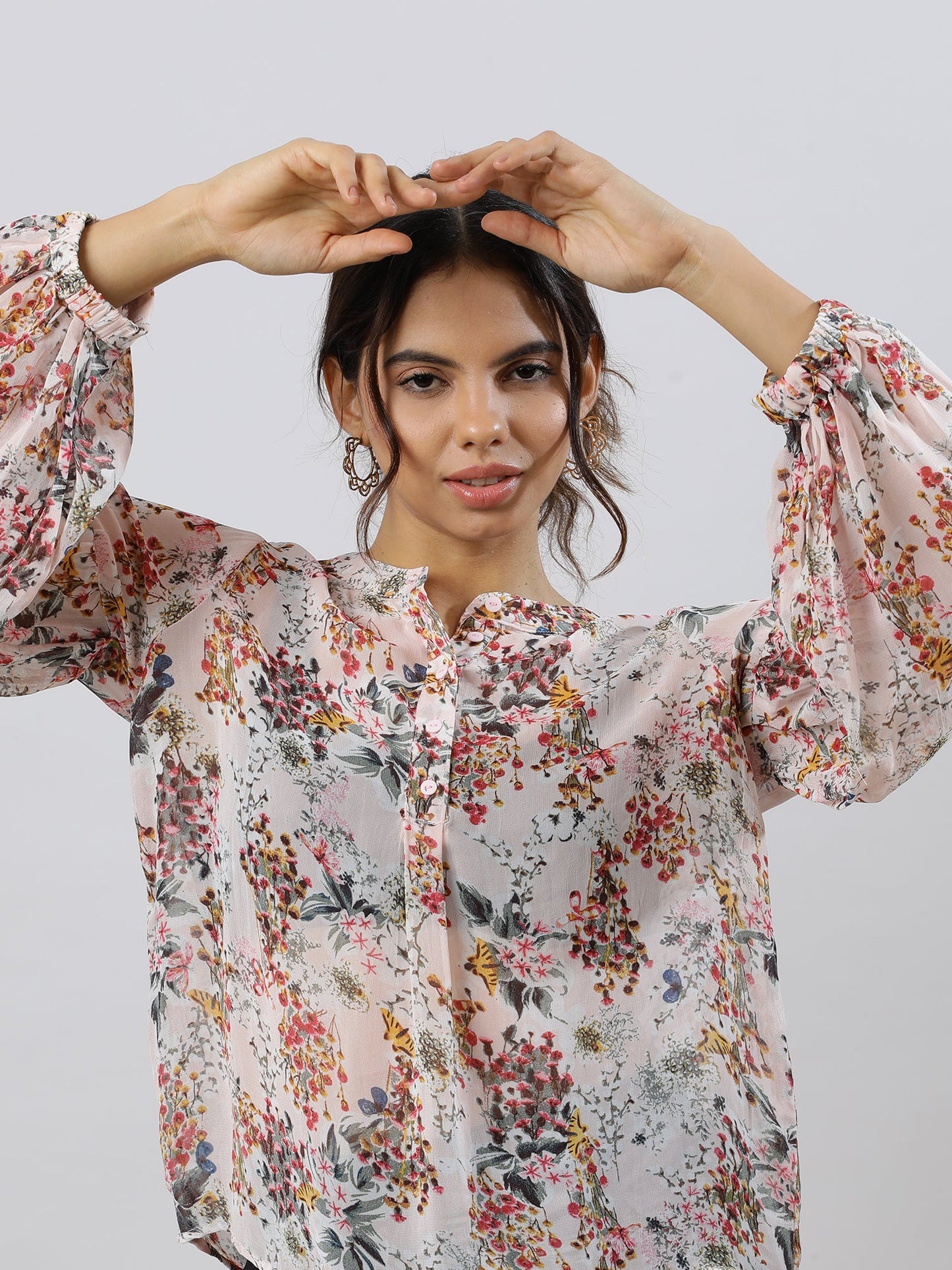 Stylish Drop Shoulder Floral Print Top