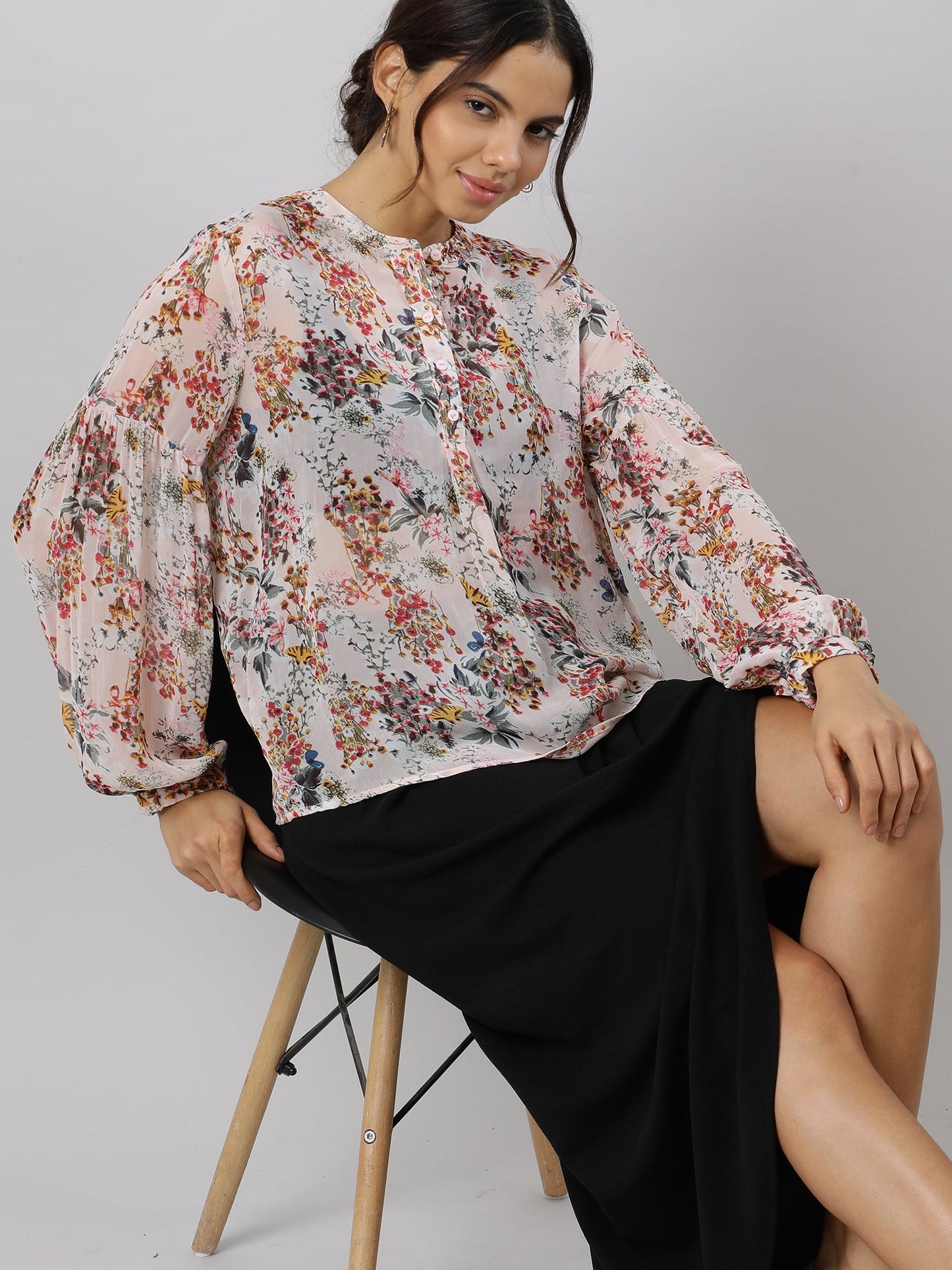 Stylish Drop Shoulder Floral Print Top