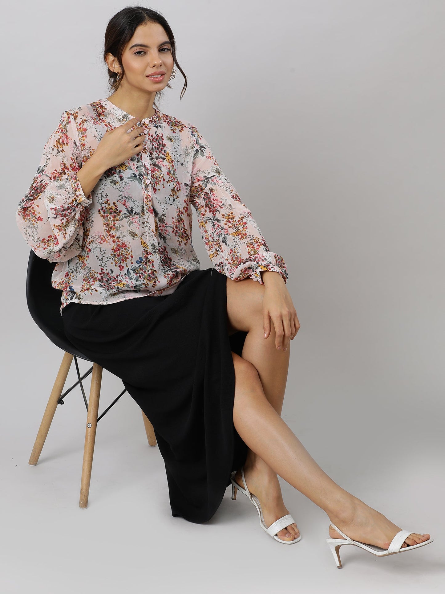 Stylish Drop Shoulder Floral Print Top