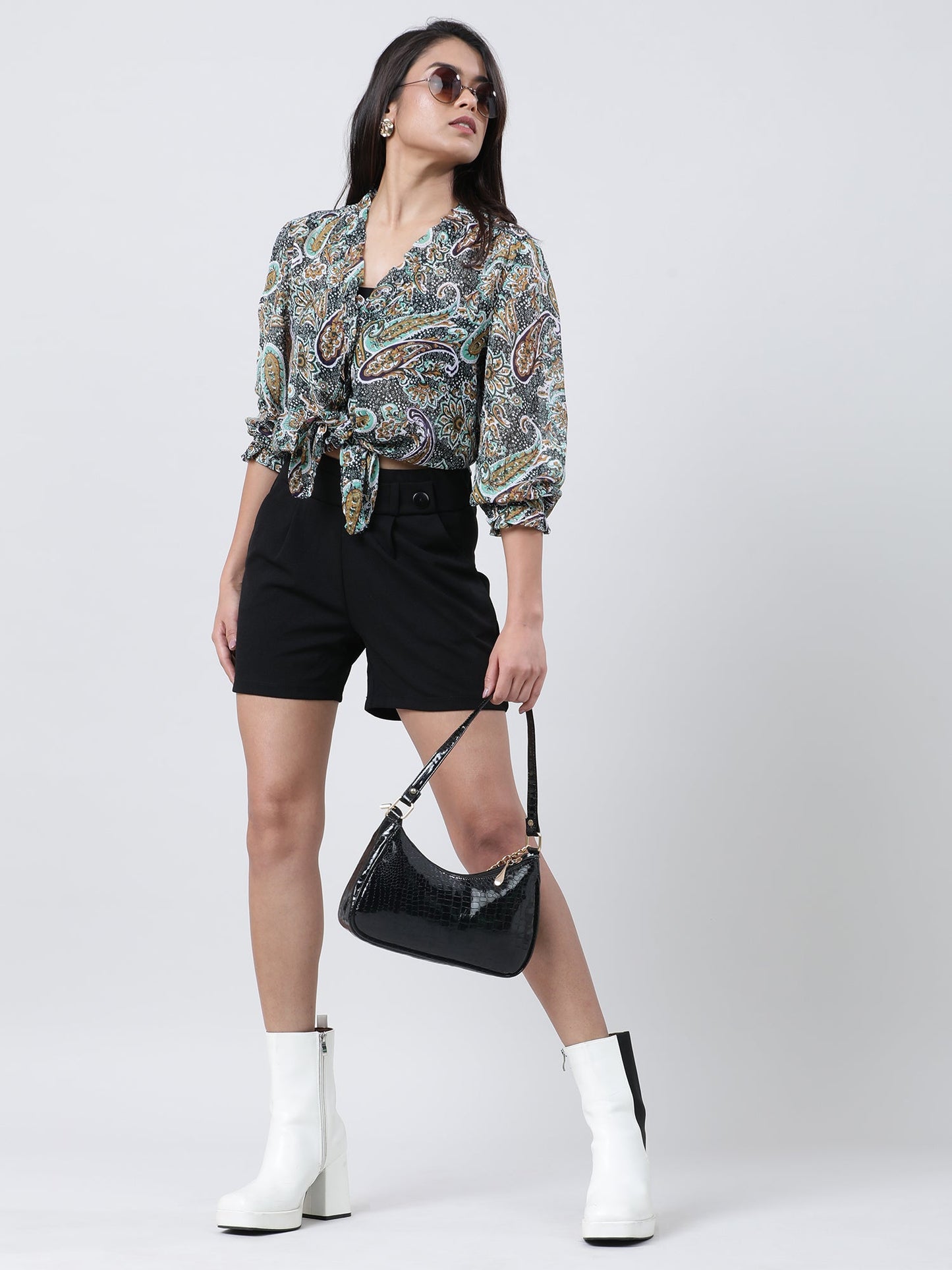Women Regular Fit Green Printed Top