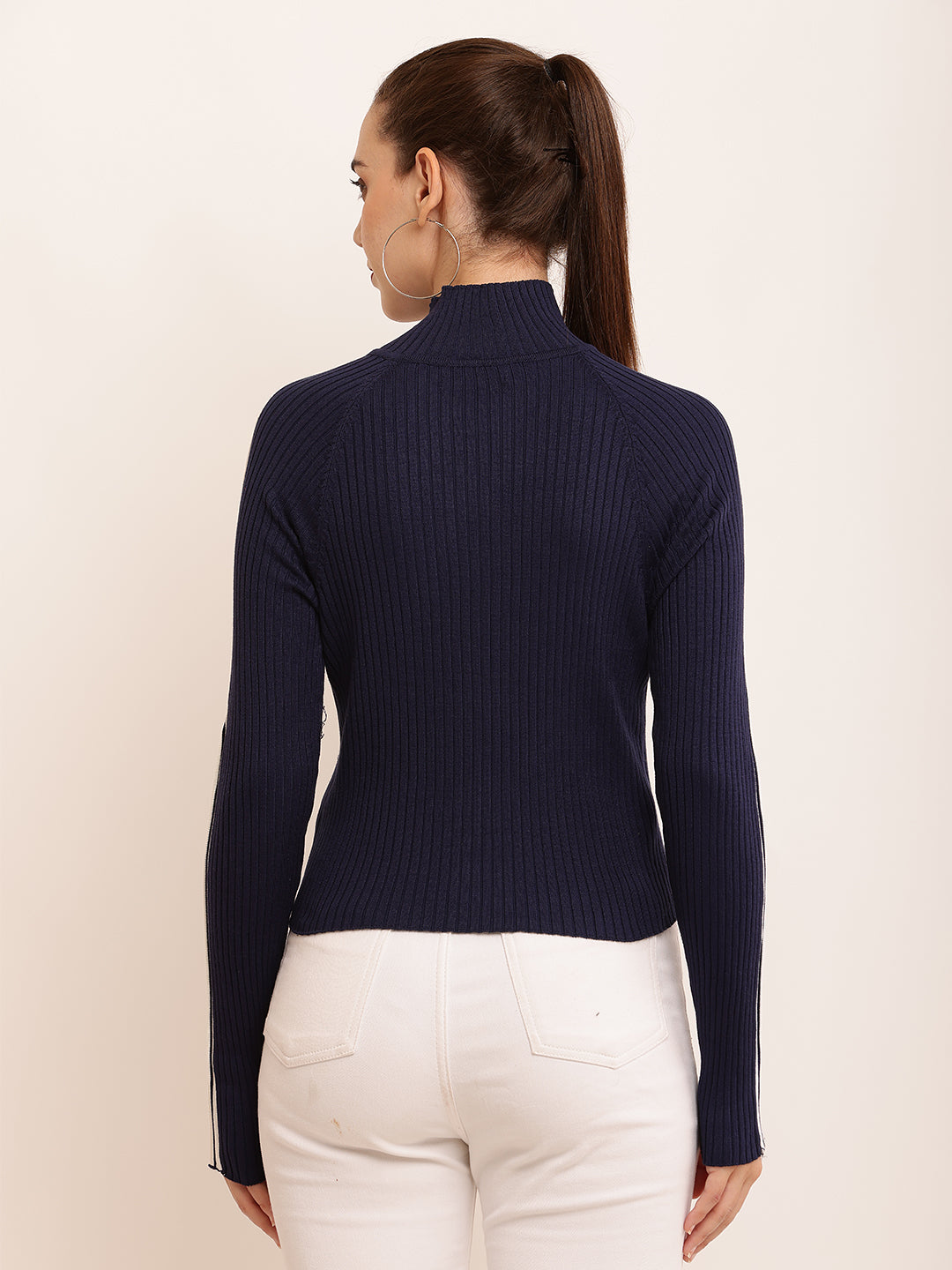 Women Textured Ribbed Sweater