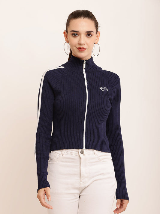 Women Textured Ribbed Sweater