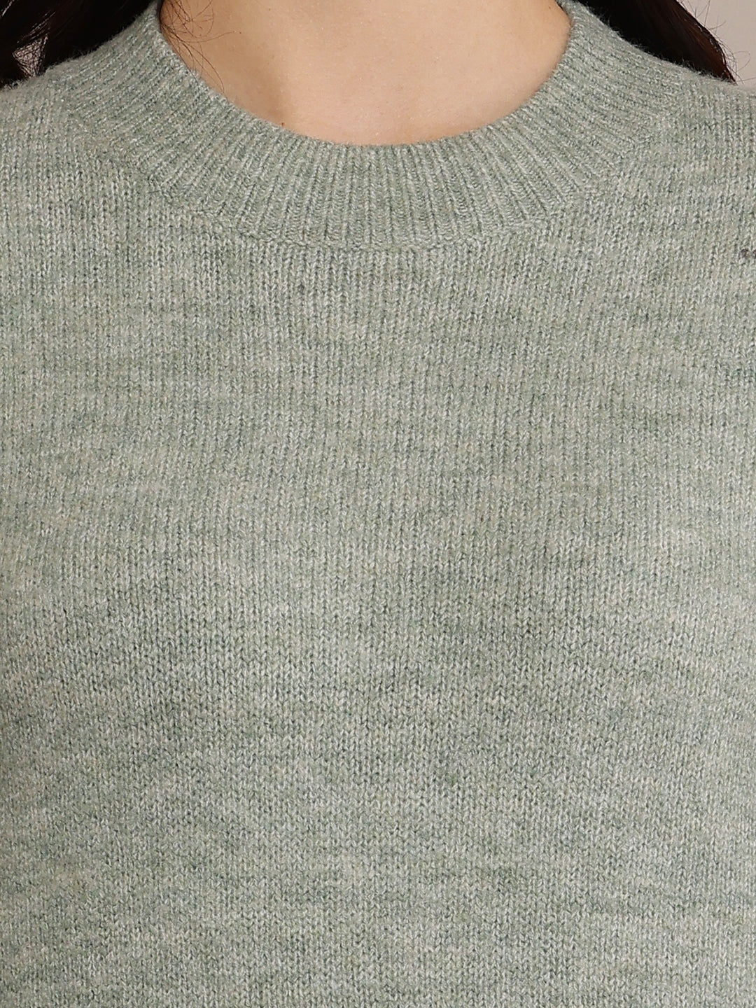 Women Crew Neck Green Sweater