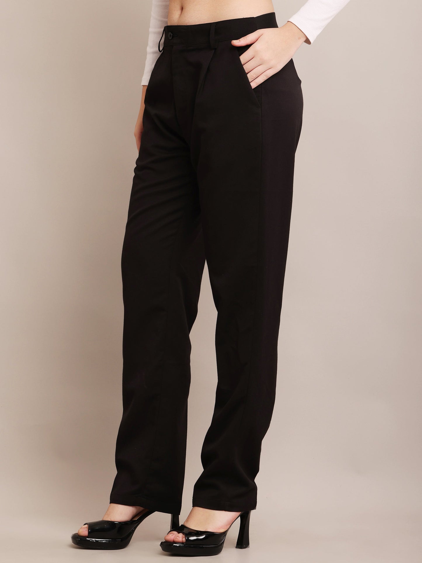 Women Polyester Pants With Pockets