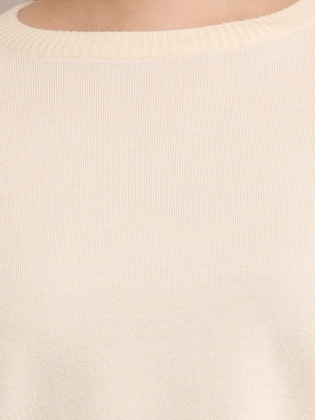 Women Viscose Crop Cream Sweater