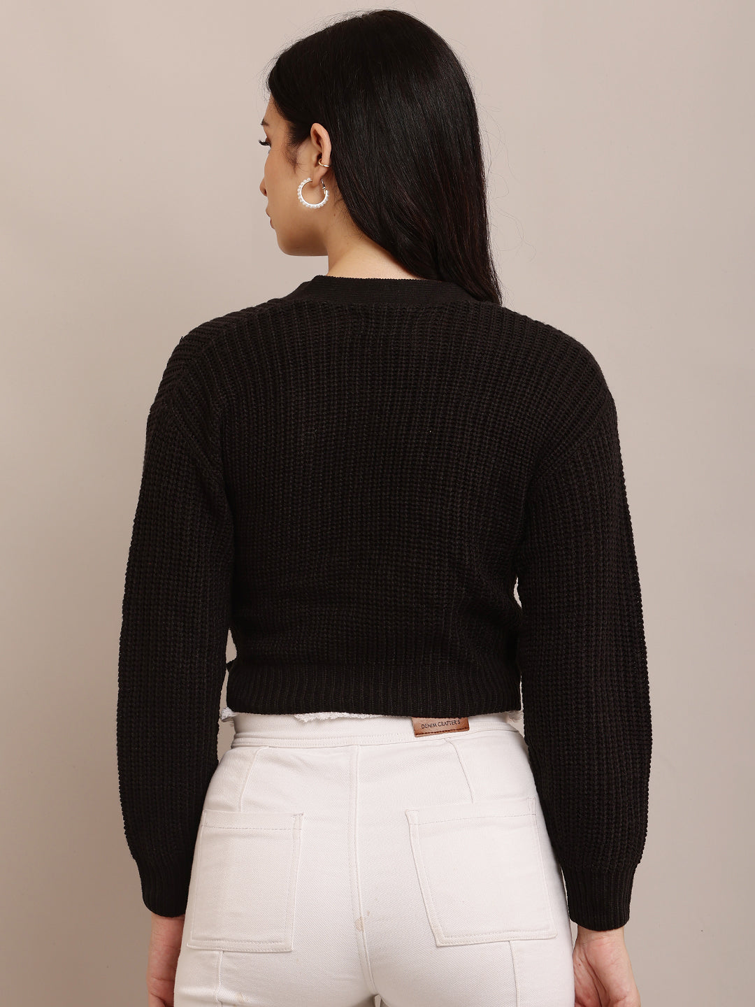 Women Knitted Black Cardigan
