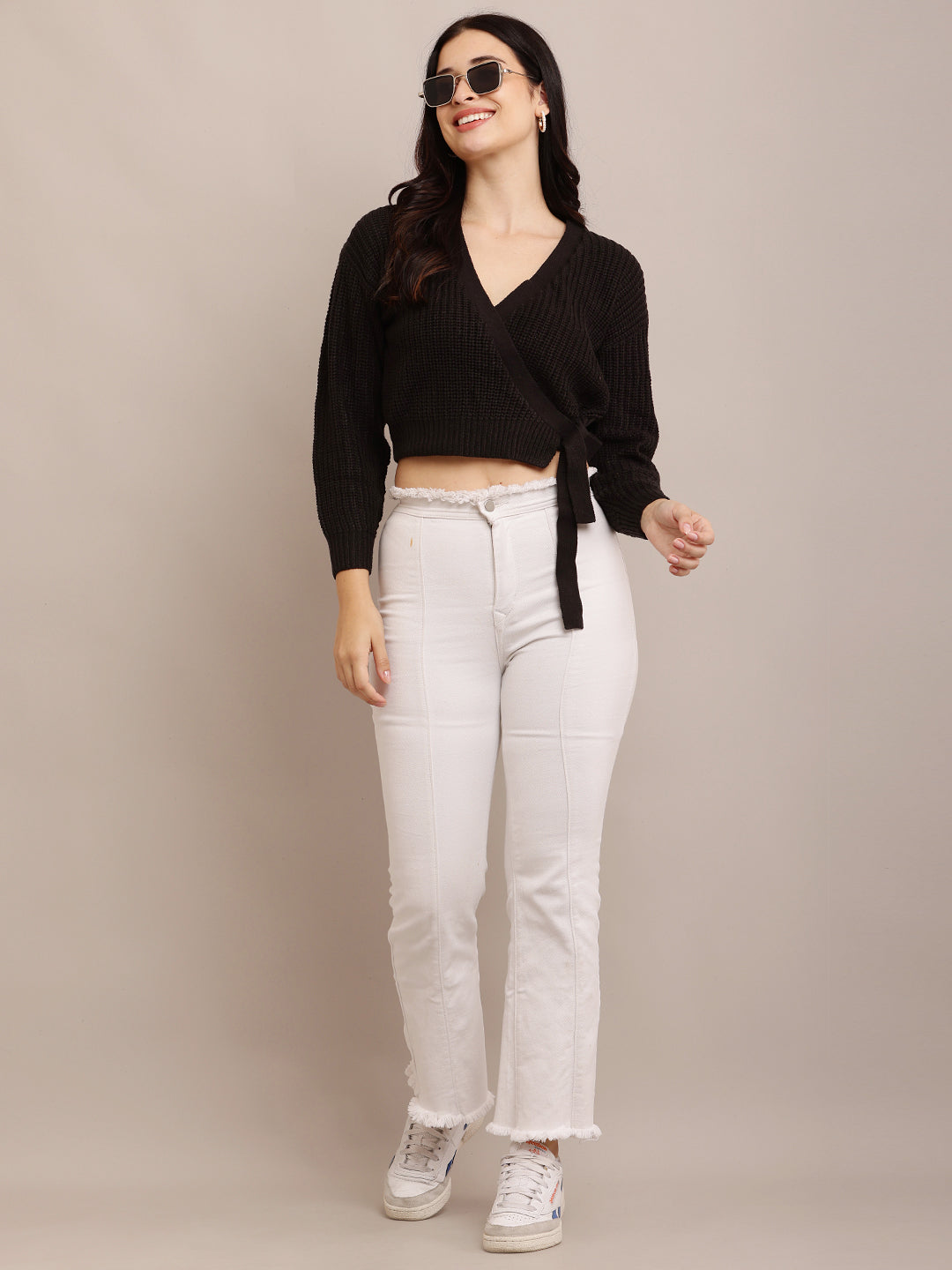Women Knitted Black Cardigan