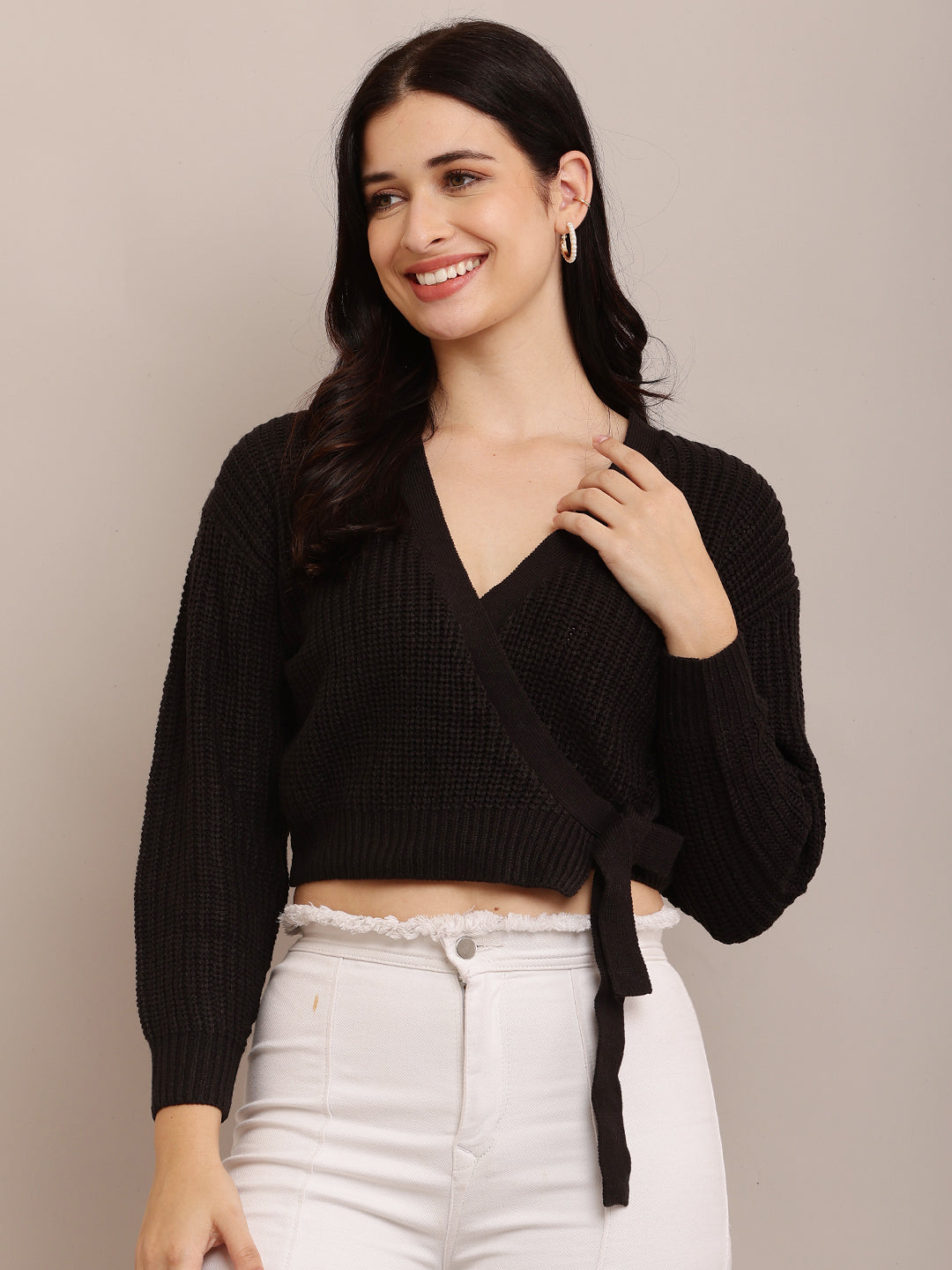 Women Knitted Black Cardigan