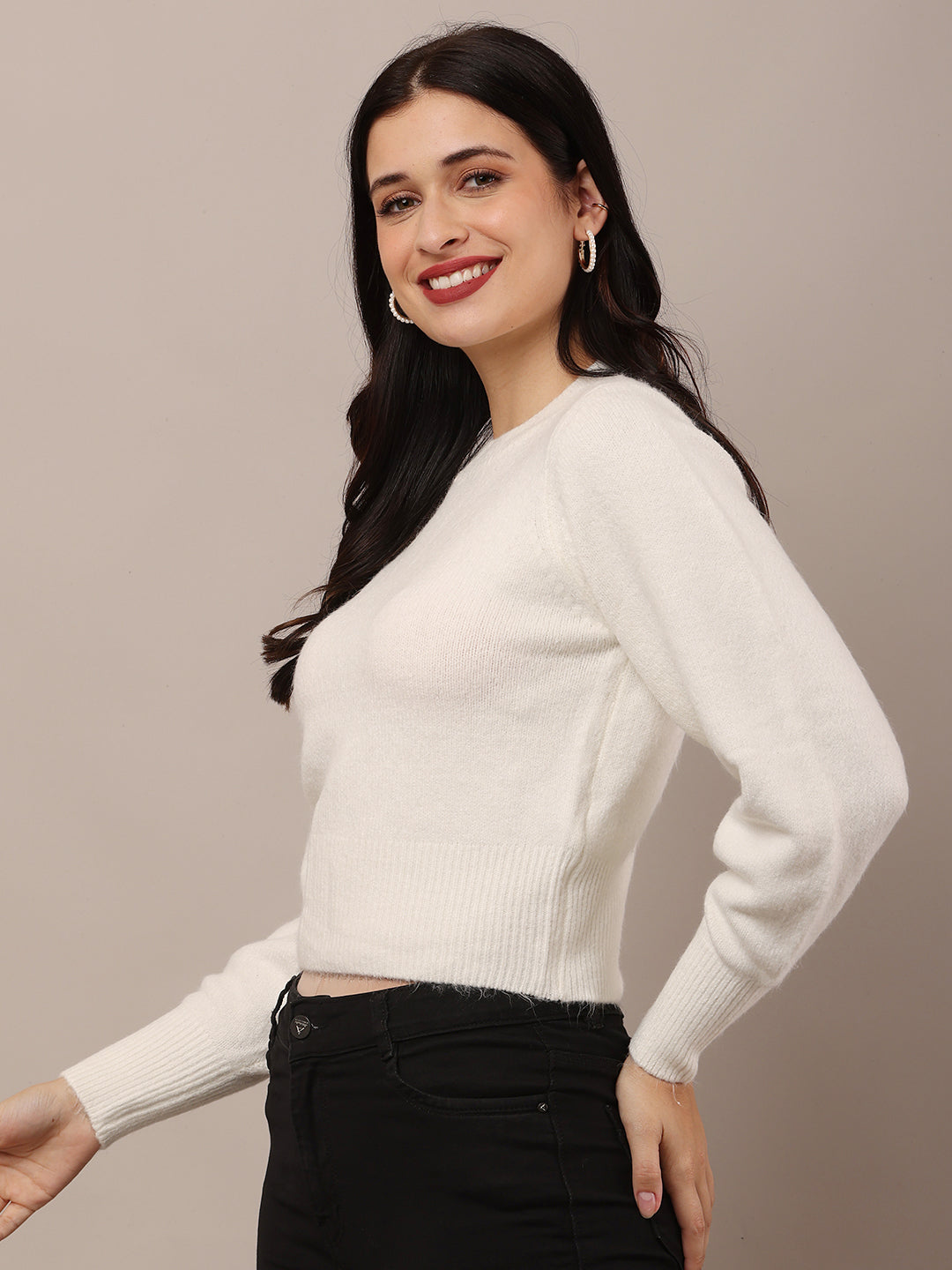 Women White Furr Sweater