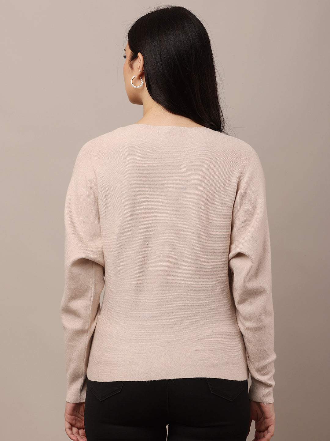 Women Beige Full Sleeve Sweater