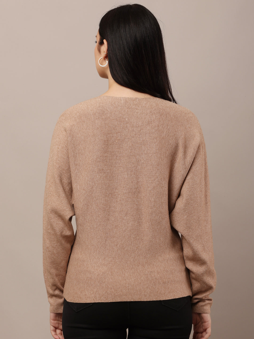 Women Brown Full Sleeve Sweater