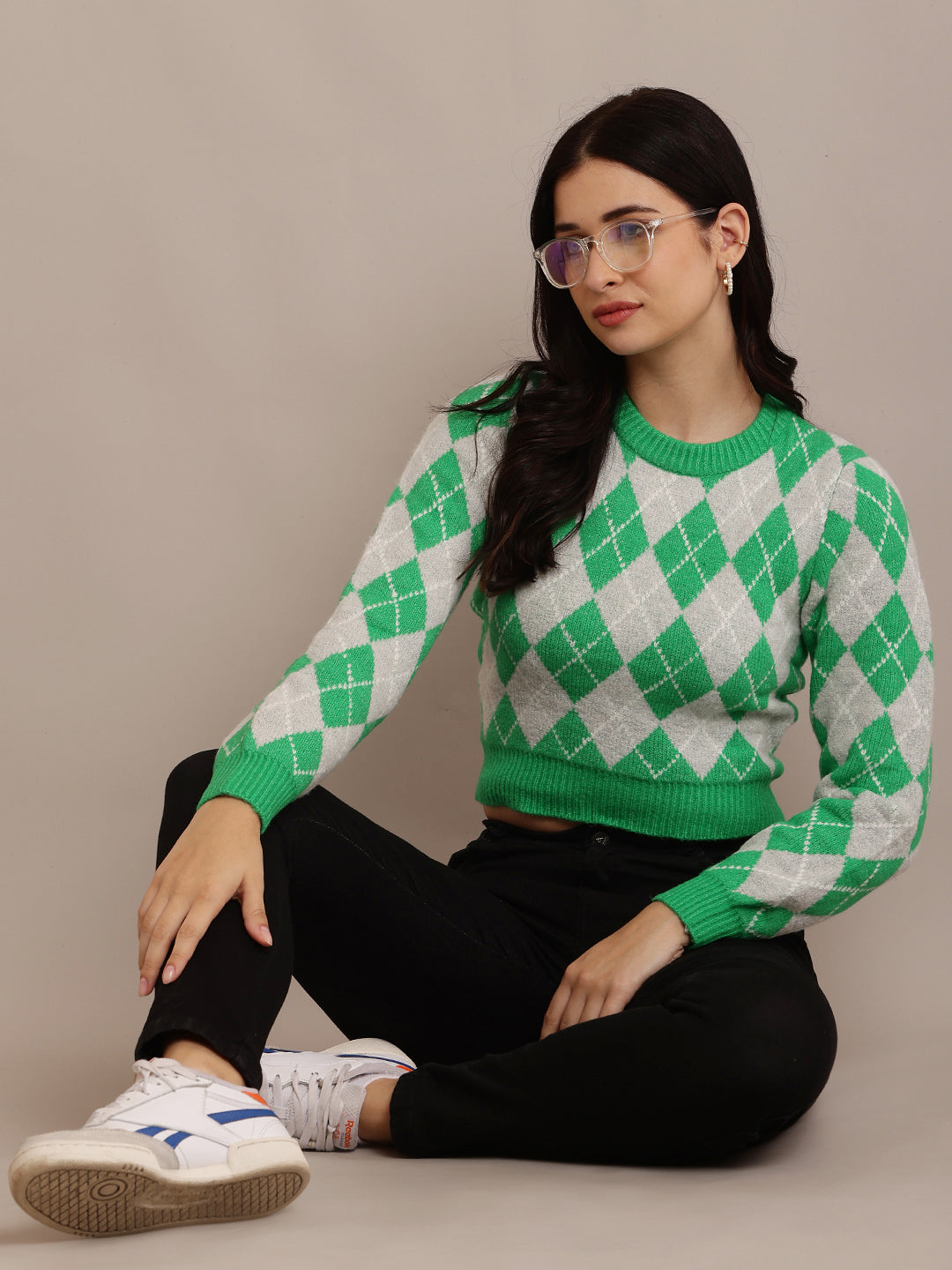  Women Green Full Sleeve Sweater