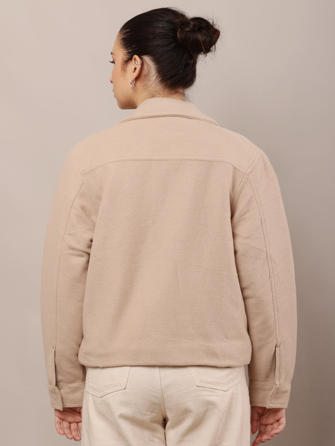 Women Beige Cotton Jacket