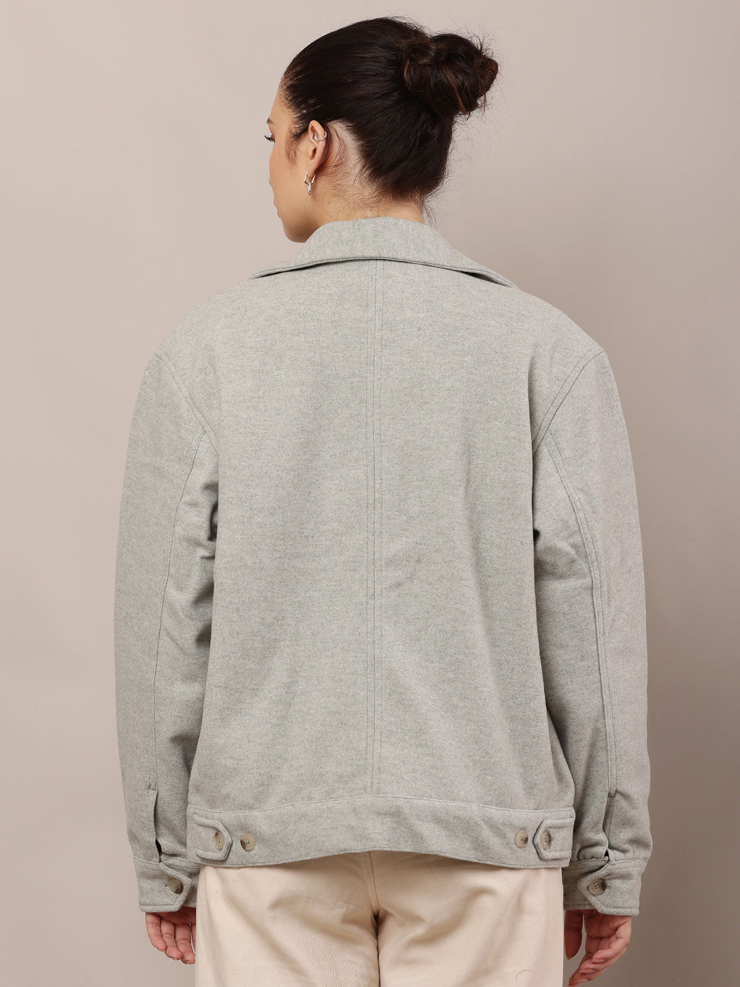 Women Light Green Cotton Jacket