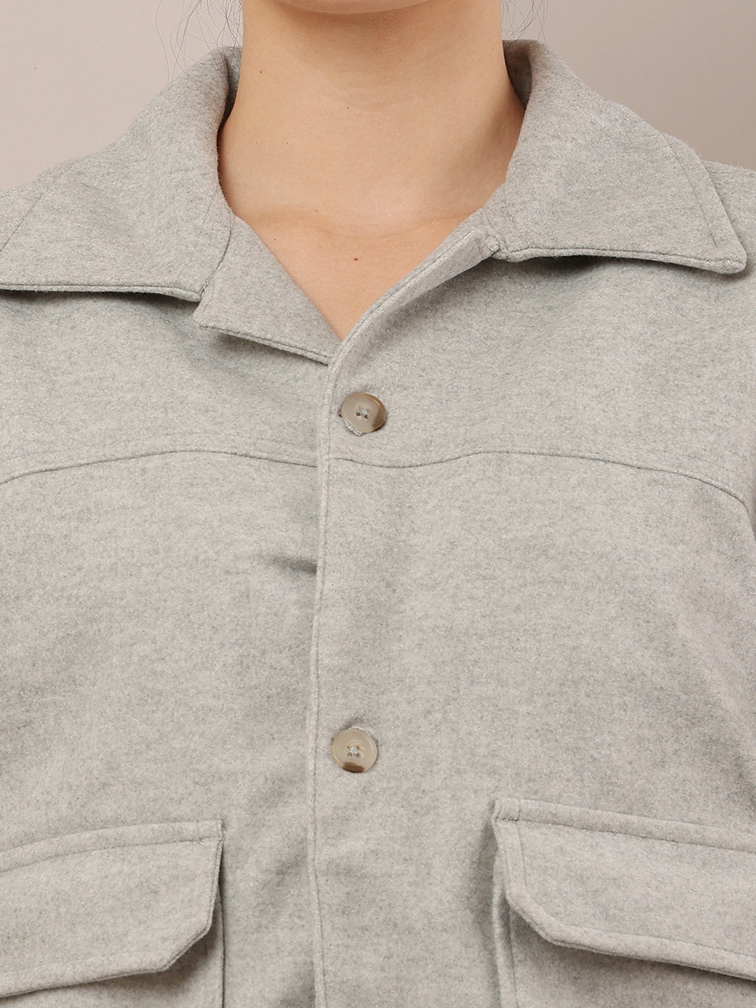 Women Light Green Cotton Jacket