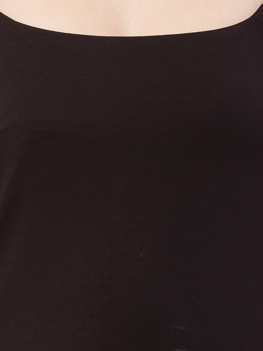 Women Black Square Neck Regular Top