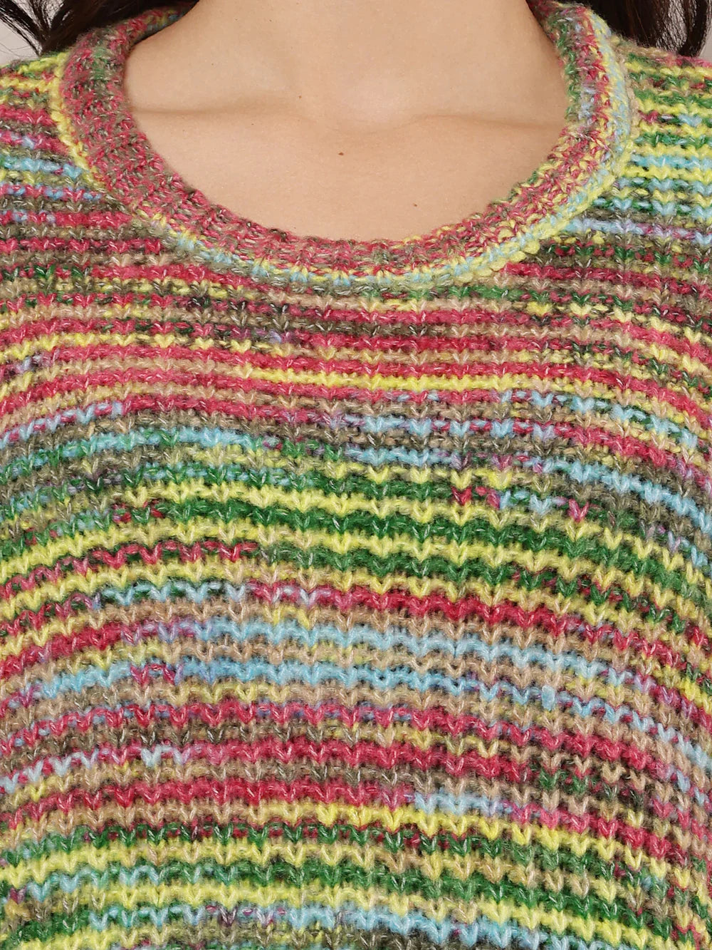 Women Multicolor Round Neck Wool Sweater