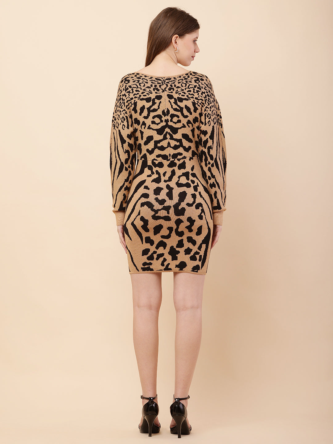 Women Brown Animal Print Bodycon Dress