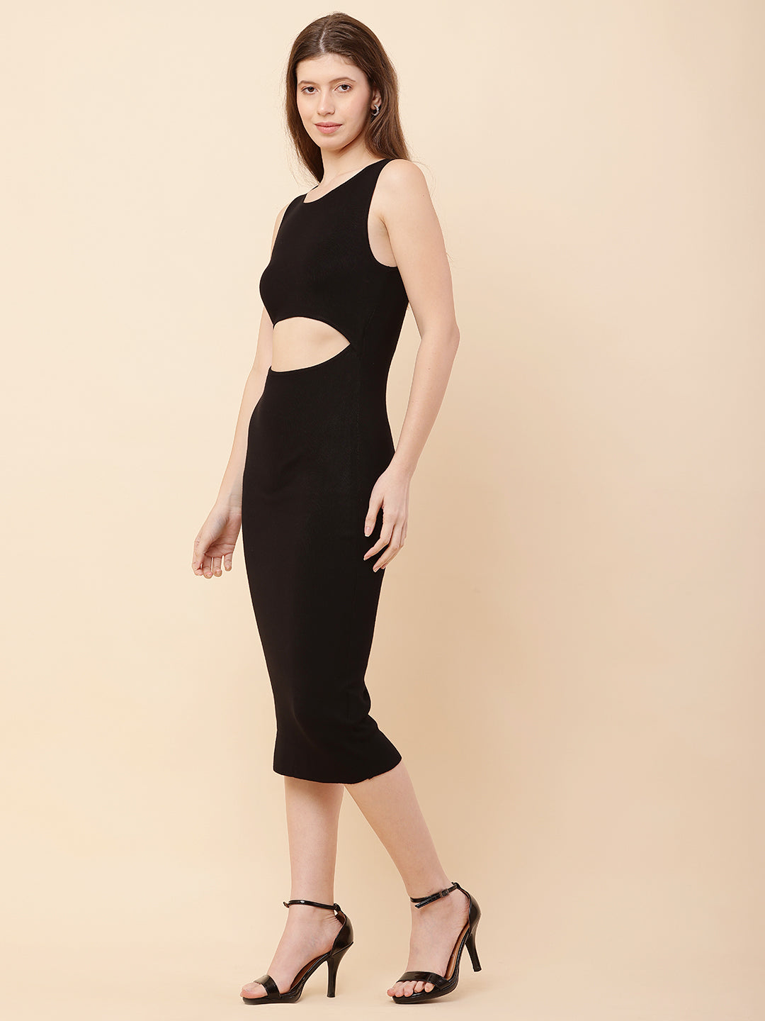 Women Black Sleeveless Bodycon Dress