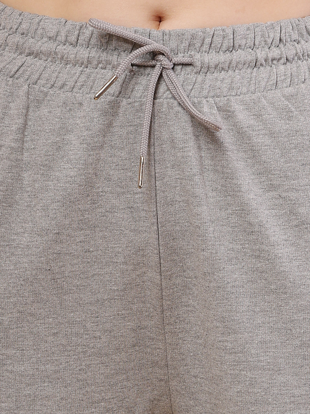 Women Grey Drawstring Cotton Trouser