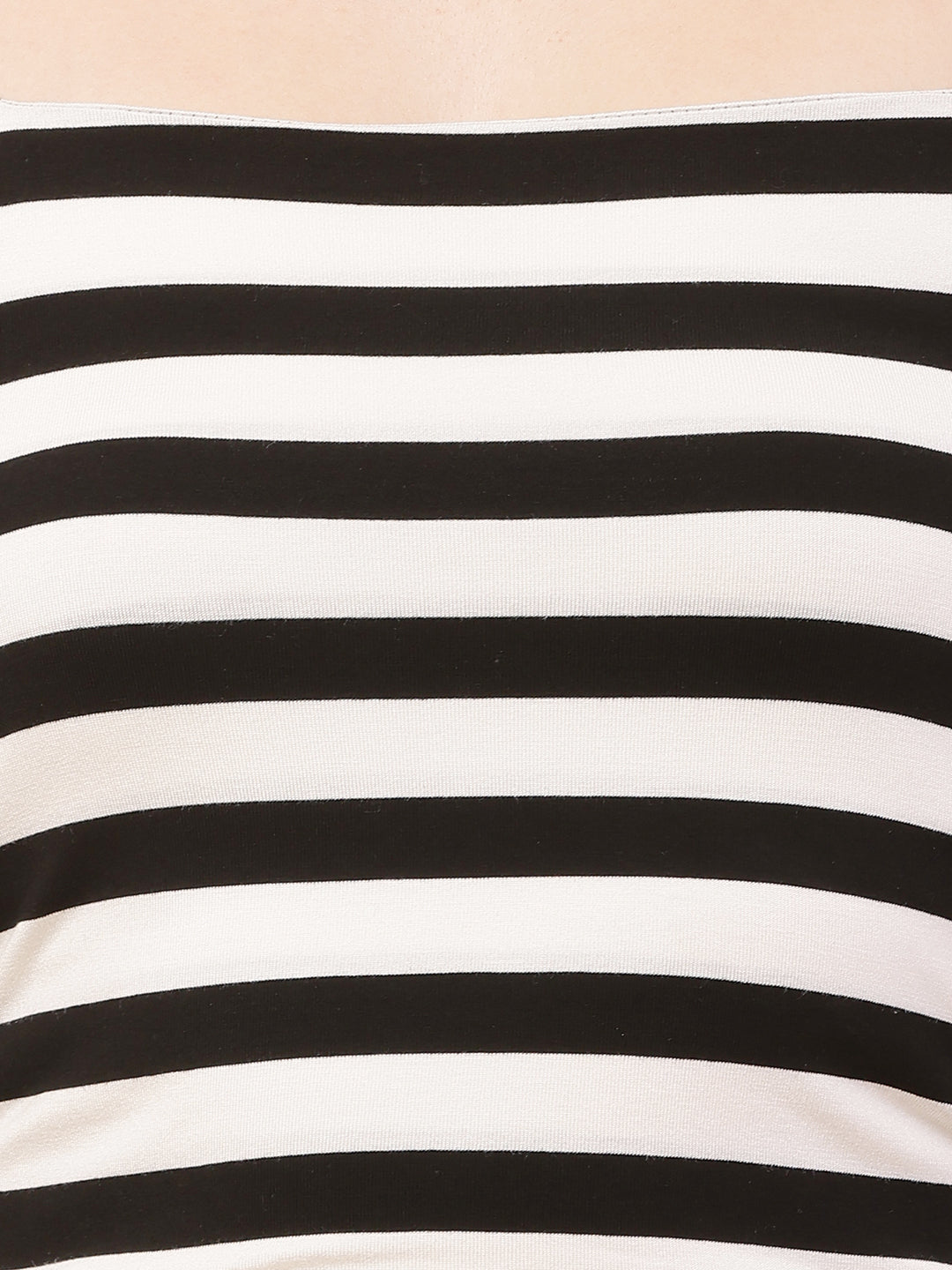 Women Black and White Striped Top