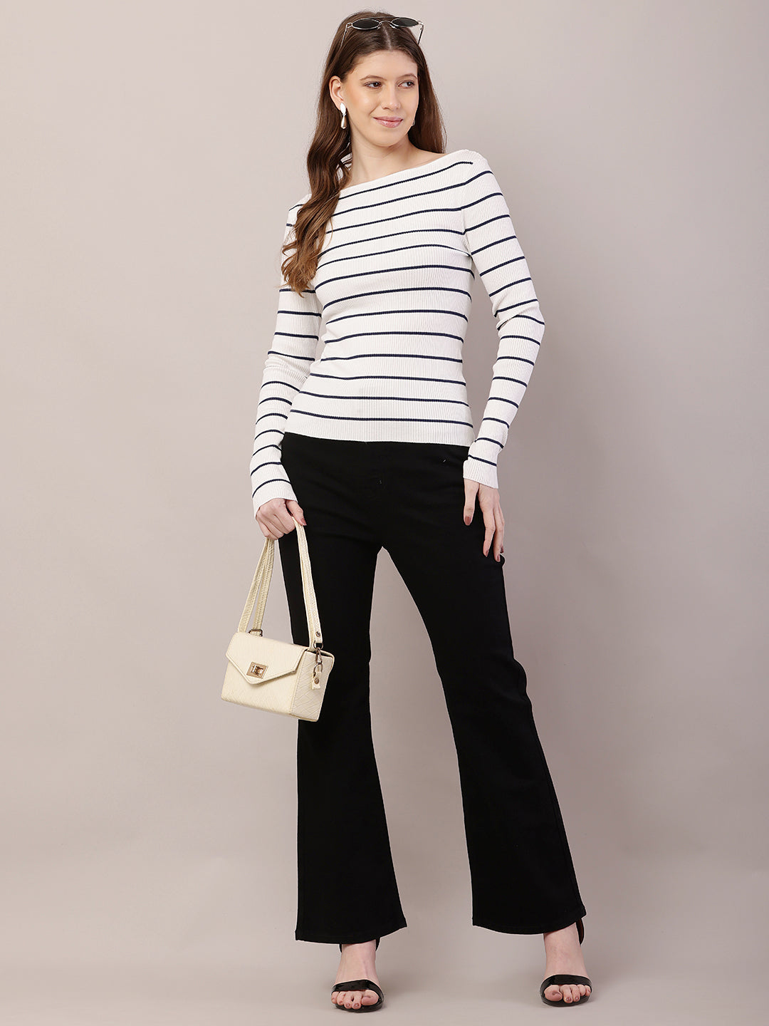 Women  Ribbed White Top