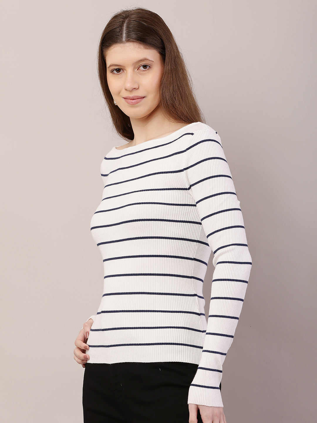 Women  Ribbed White Top