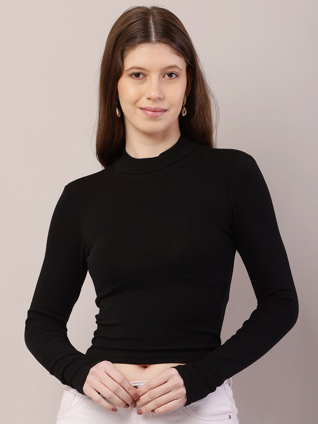 Women Full Sleeve Black Sweater