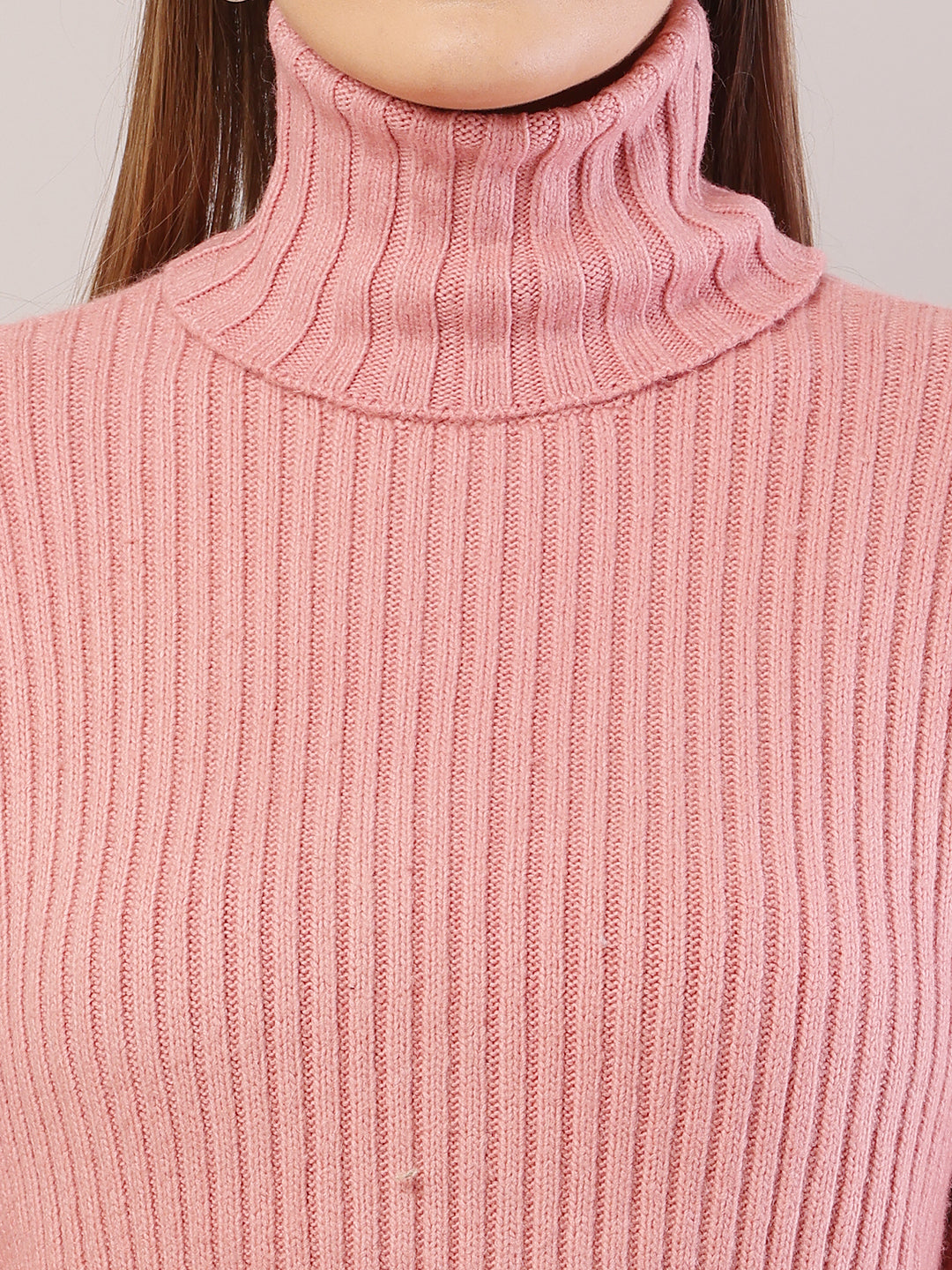 Women Ribbed Peach Sweater