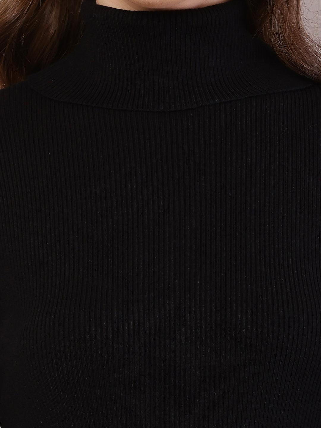 Women  Ribbed Black Bodycon Dress