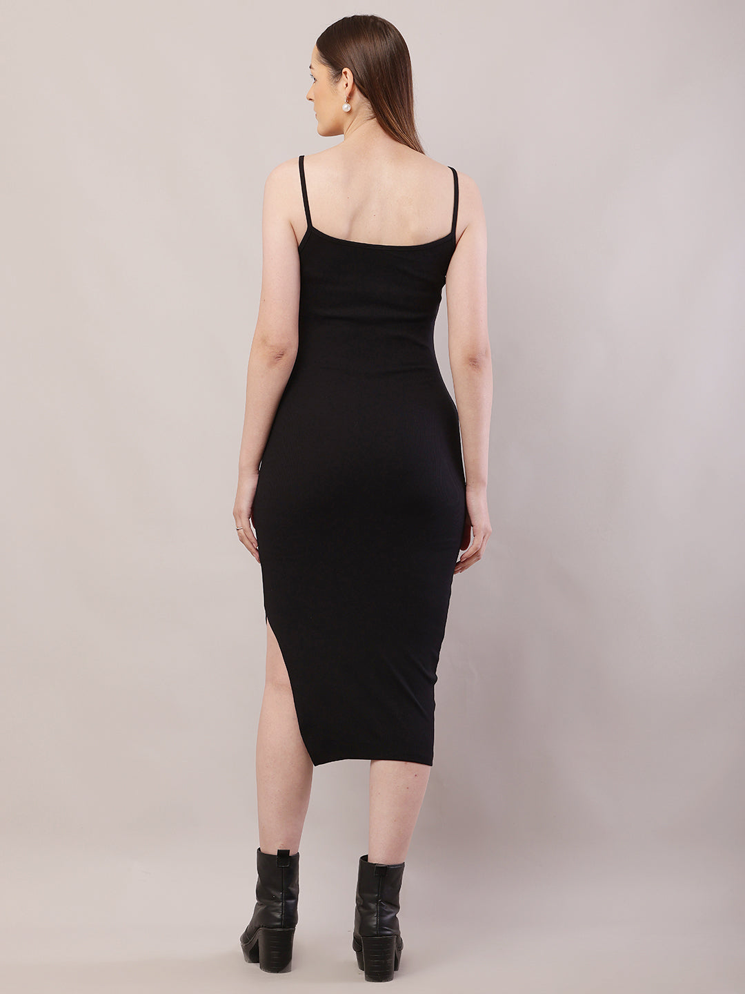 Women  Black Shoulder Strap Bodycon Dress