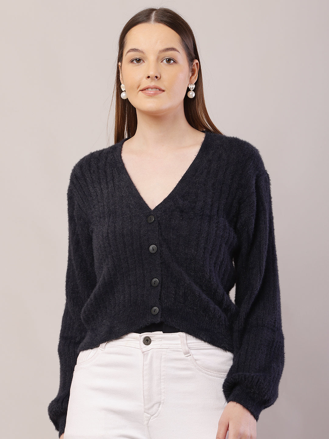 Women Dark Blue Cardigan