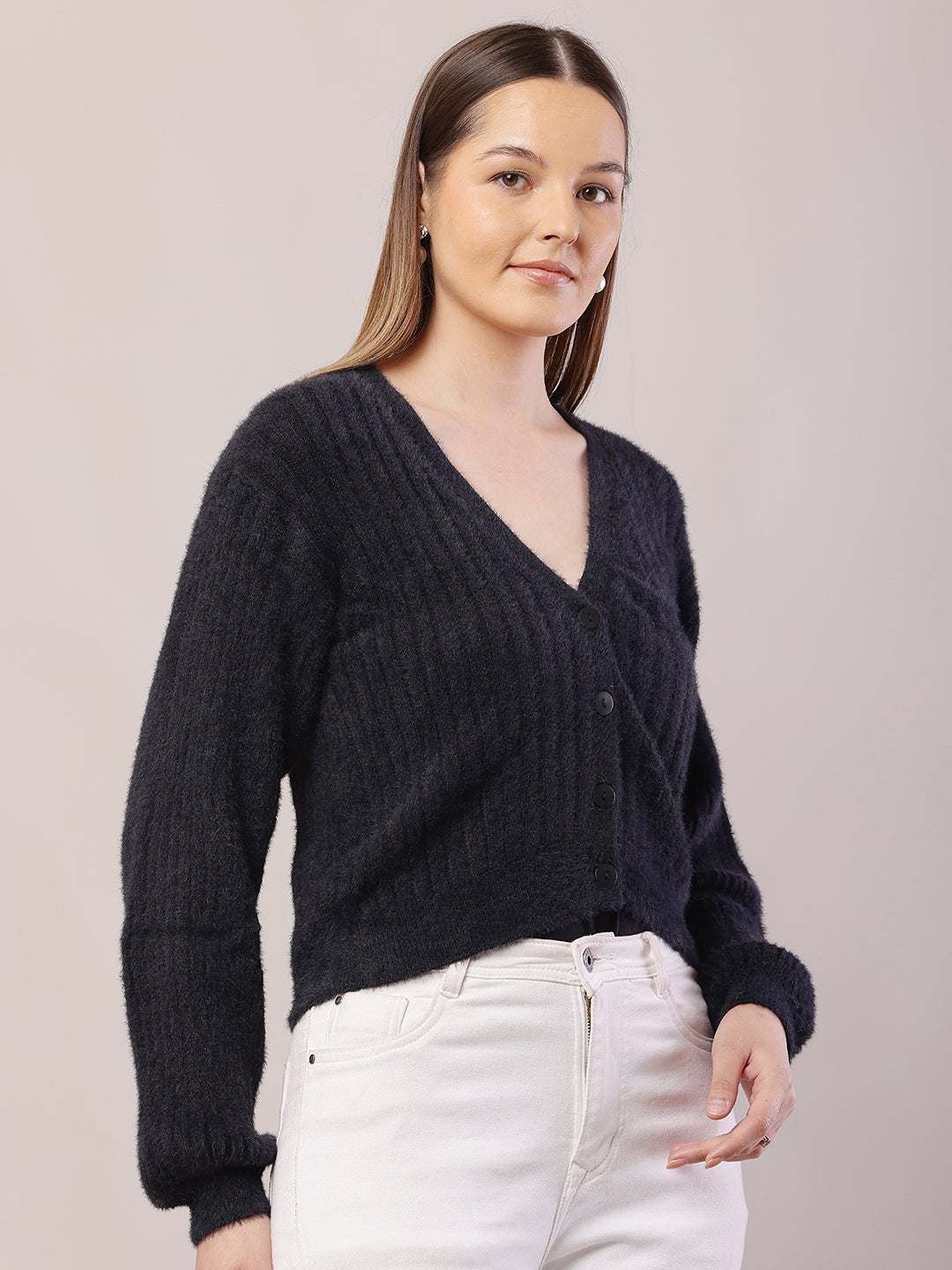 Women Dark Blue Cardigan