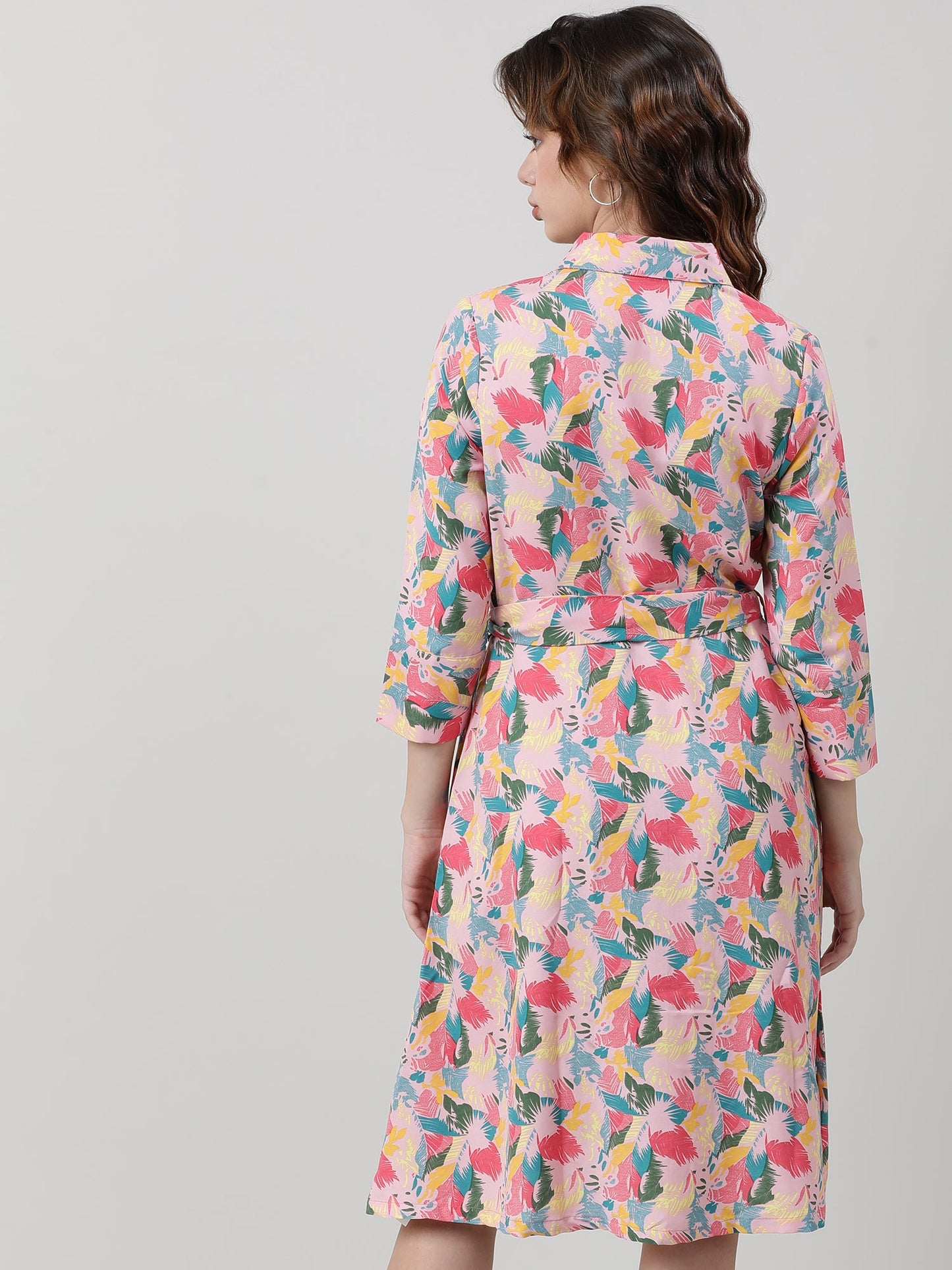 Women Printed With Belt A Line Dress