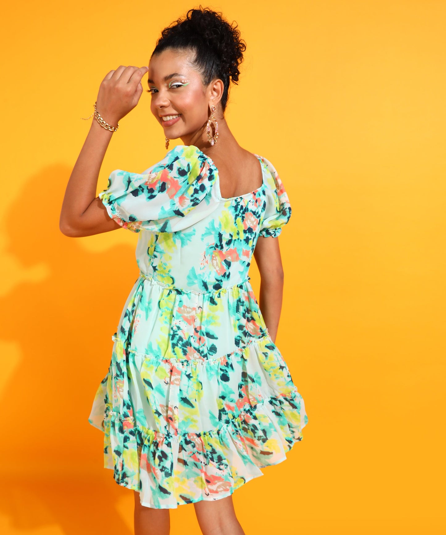 Multi Knee Length Floral Dress