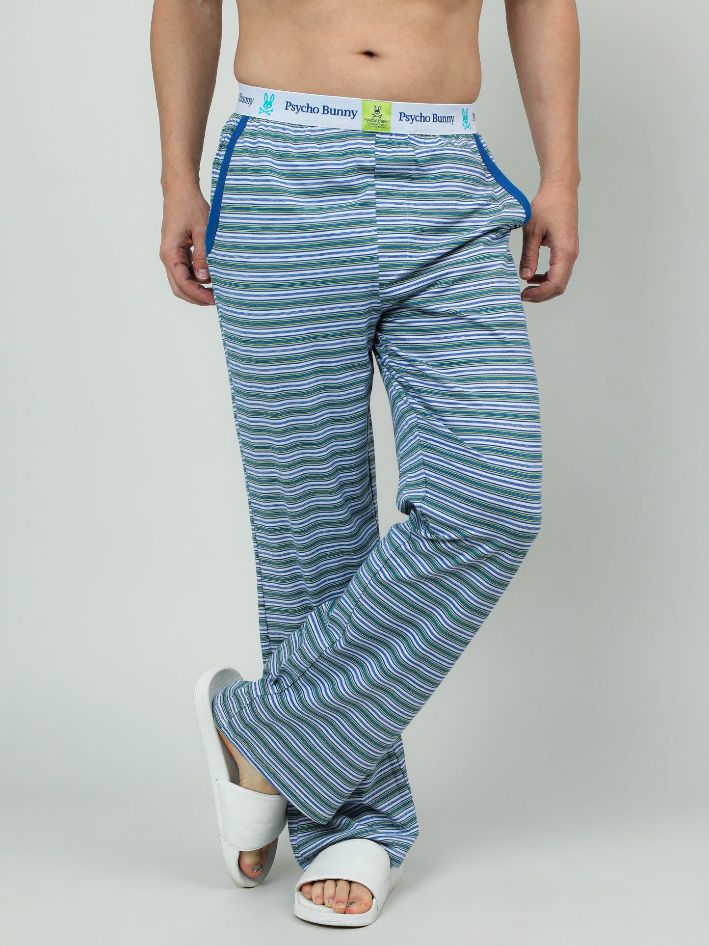 Blue Cotton Jogger Pants