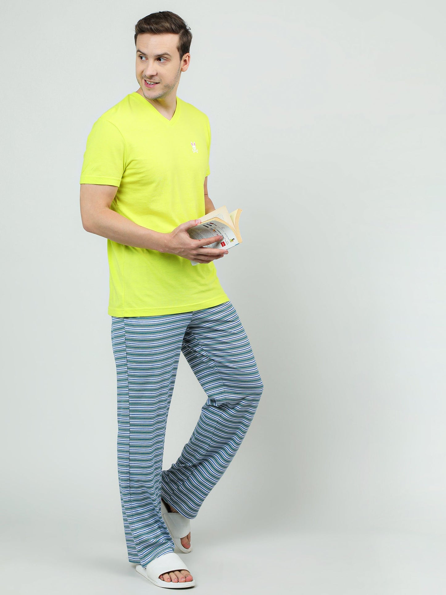 Blue Cotton Jogger Pants